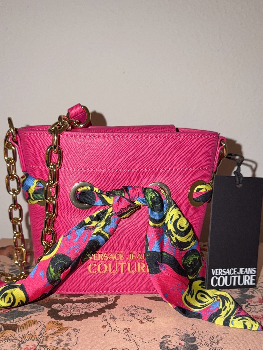 Versace Jeans Couture Hot Pink Mini Bucket Crossbody